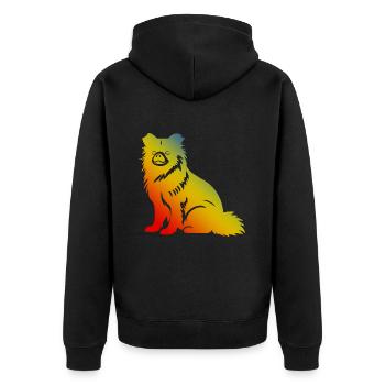 Zwergspitz Hund Bunt Pomeranian - Unisex Premium Bio Zip Hoodie - Schwarz - Hinten - Nico (187cm)