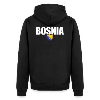 Bosnien Herzegowina Stolz Balkan Bosnische Flagge - Unisex Premium Bio Zip Hoodie - Schwarz - Hinten - Nico (187cm)