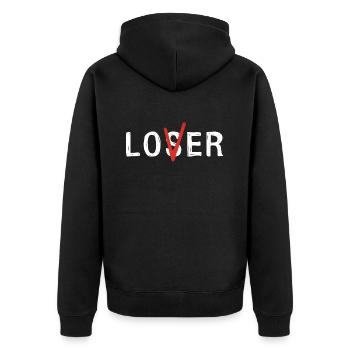 Loser or Lover - Unisex Premium Organic Zip Hoodie - black - Back - Nico (187cm)