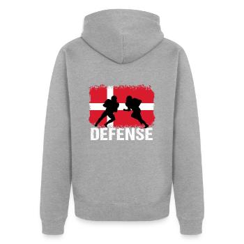 Football américain Danemark Défense - Veste à capuche bio Premium Unisexe - gris chiné - Dos - Nico (187cm)