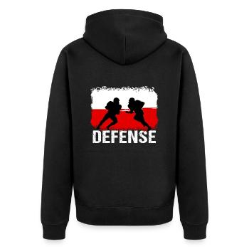 American Football Polen Defense - Unisex Premium Bio Zip Hoodie - Schwarz - Hinten - Nico (187cm)