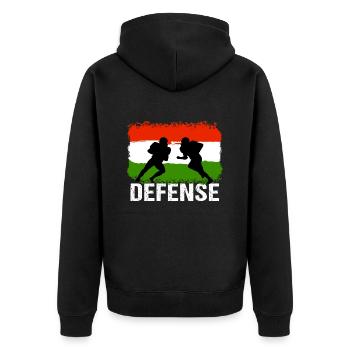 American Football Ungarn Defense - Unisex Premium Bio Zip Hoodie - Schwarz - Hinten - Nico (187cm)