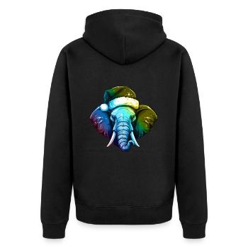 Tête d’éléphant Noël Portrait coloré - Veste à capuche bio Premium Unisexe - noir - Dos - Nico (187cm)