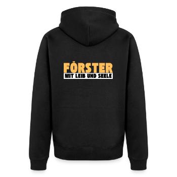 Förster mit Leib und Seele - Unisex Premium Bio Zip Hoodie - Schwarz - Hinten - Nico (187cm)