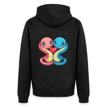 Serpent Cobra Couple Amour Couple Amoureux - Veste à capuche bio Premium Unisexe - noir - Dos - Nico (187cm)