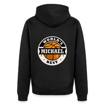 Mikaël world's best basketball player - Unisex Premium Organic Zip Hoodie - black - Back - Nico (187cm)