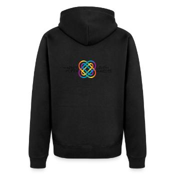 INFINITY No.3 - Unisex Premium Bio Zip Hoodie - Schwarz - Hinten - Nico (187cm)