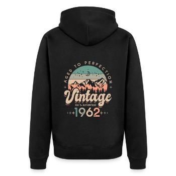 1962 Vintage anniversaire 60 ans - Veste à capuche bio Premium Unisexe - noir - Dos - Nico (187cm)