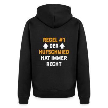 Hufschmied Geschenk Geburtstag Spruch - Unisex Premium Bio Zip Hoodie - Schwarz - Hinten - Nico (187cm)