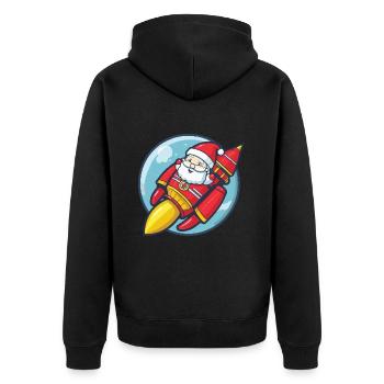 Santa Claus Rocket Comic Christmas - Unisex Premium Organic Zip Hoodie - black - Back - Nico (187cm)