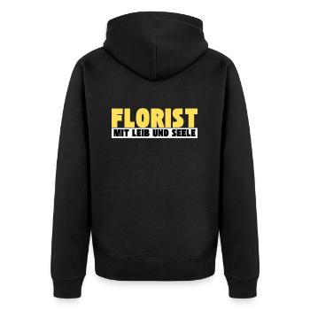 Florist mit Leib und Seele - Unisex Premium Bio Zip Hoodie - Schwarz - Hinten - Nico (187cm)