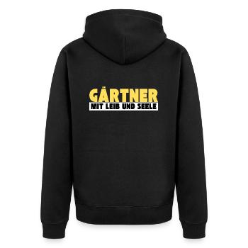 Gärtner mit Leib und Seele - Unisex Premium Bio Zip Hoodie - Schwarz - Hinten - Nico (187cm)