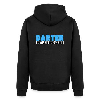 Darter mit Leib und Seele - Unisex Premium Bio Zip Hoodie - Schwarz - Hinten - Nico (187cm)