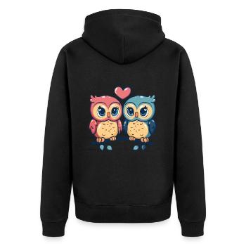 Owl Couple Couple Love Couple In Love - Unisex Premium Organic Zip Hoodie - black - Back - Nico (187cm)