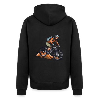 Mountainbiker Sport Mountainbike - Unisex Premium Bio Zip Hoodie - Schwarz - Hinten - Nico (187cm)