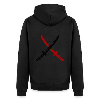 Samurai Schwert Symbol - Unisex Premium Bio Zip Hoodie - Schwarz - Hinten - Nico (187cm)