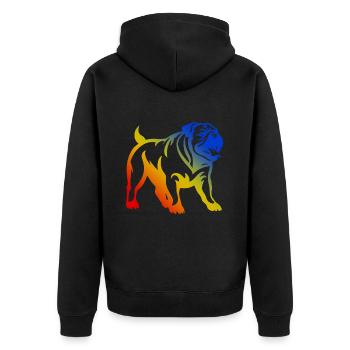 Bulldogg Hund Bunt - Unisex Premium Bio Zip Hoodie - Schwarz - Hinten - Nico (187cm)