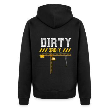 Dirty 3rd-Y - Construction Worker - Unisex Premium Bio Zip Hoodie - Schwarz - Hinten - Nico (187cm)
