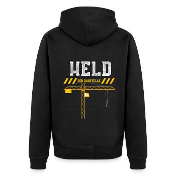 Held Der Baustelle - Unisex Premium Bio Zip Hoodie - Schwarz - Hinten - Nico (187cm)