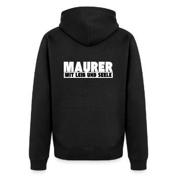 Maurer mit Leib und Seele - Unisex Premium Bio Zip Hoodie - Schwarz - Hinten - Nico (187cm)