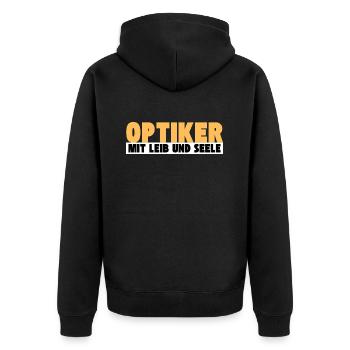 Optiker mit Leib und Seele - Unisex Premium Bio Zip Hoodie - Schwarz - Hinten - Nico (187cm)