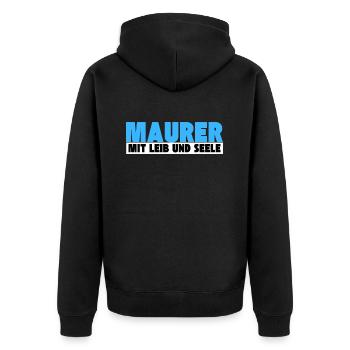 Maurer mit Leib und Seele - Unisex Premium Bio Zip Hoodie - Schwarz - Hinten - Nico (187cm)