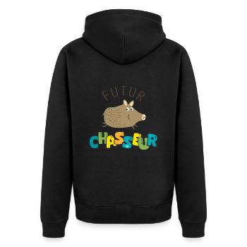 Futur chasseur annonce grossesse naissance garçon - Veste à capuche bio Premium Unisexe - noir - Dos - Nico (187cm)
