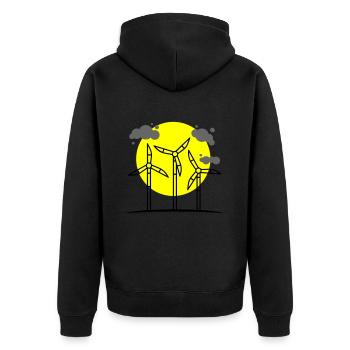 Windrad Erneuerbare Energie - Unisex Premium Bio Zip Hoodie - Schwarz - Hinten - Nico (187cm)