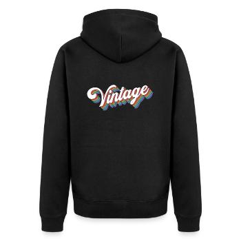 Vintage Bunt - Unisex Premium Bio Zip Hoodie - Schwarz - Hinten - Nico (187cm)