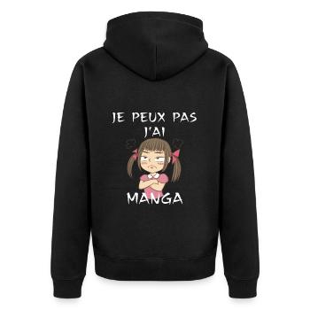 I Can't I Have Manga Otaku Japanese Anime Gift - Unisex Premium Organic Zip Hoodie - black - Back - Nico (187cm)