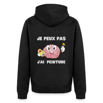 I Can't I Have Humor Painting Gift - Unisex Premium Organic Zip Hoodie - black - Back - Nico (187cm)