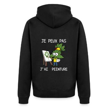 I can't I have humor painting - Unisex Premium Organic Zip Hoodie - black - Back - Nico (187cm)