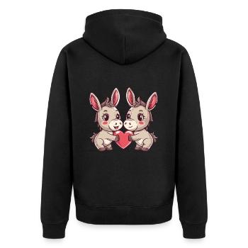 Couple D’âne Amoureux Animal Saint Valentin - Veste à capuche bio Premium Unisexe - noir - Dos - Nico (187cm)