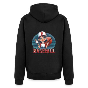 Das Lächeln des kleinen Ligaspielers - Unisex Premium Bio Zip Hoodie - Schwarz - Hinten - Nico (187cm)