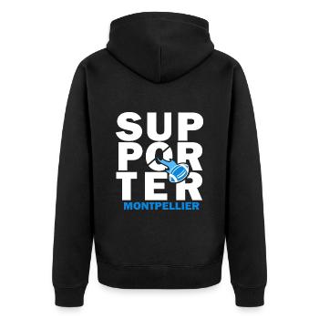 rugby montpellier fan supporter rugby - Veste à capuche bio Premium Unisexe - noir - Dos - Nico (187cm)