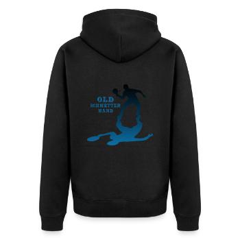 Old Schmetterhand Tischtennis Schmetterball - Unisex Premium Bio Zip Hoodie - Schwarz - Hinten - Nico (187cm)