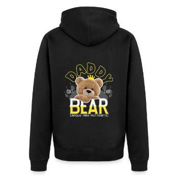 Papa Papa Cool - Unisex Premium Bio Zip Hoodie - Schwarz - Hinten - Nico (187cm)