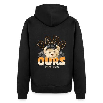 Papa ours papa cool cadeau papa - Veste à capuche bio Premium Unisexe - noir - Dos - Nico (187cm)