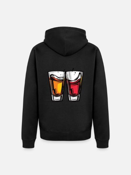 Tequila Glass Cheers Party - Unisex Premium Organic Zip Hoodie - black