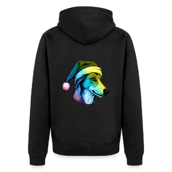 Greyhound Dog Head Christmas Portrait Multicolored - Unisex Premium Organic Zip Hoodie - black - Back - Nico (187cm)