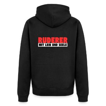 Ruderer mit Leib und Seele - Unisex Premium Bio Zip Hoodie - Schwarz - Hinten - Nico (187cm)