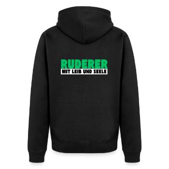 Ruderer mit Leib und Seele - Unisex Premium Bio Zip Hoodie - Schwarz - Hinten - Nico (187cm)