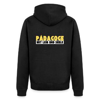 Pädagoge mit Leib und Seele - Unisex Premium Bio Zip Hoodie - Schwarz - Hinten - Nico (187cm)