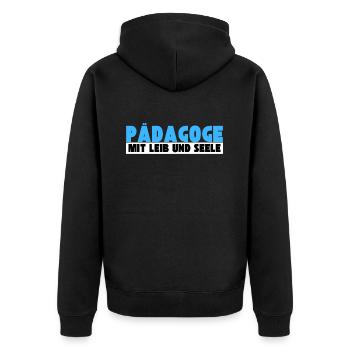 Pädagoge mit Leib und Seele - Unisex Premium Bio Zip Hoodie - Schwarz - Hinten - Nico (187cm)
