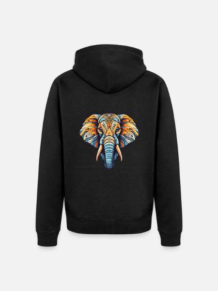 Elephant Head - Unisex Premium Organic Zip Hoodie - black