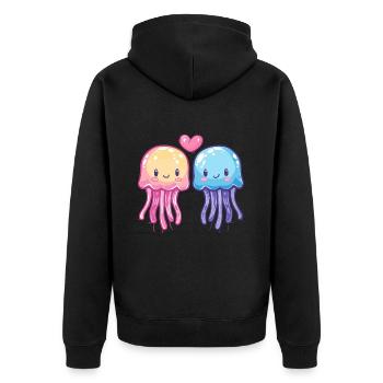 Couple De Méduses Amoureux Animal Saint Valentin - Veste à capuche bio Premium Unisexe - noir - Dos - Nico (187cm)