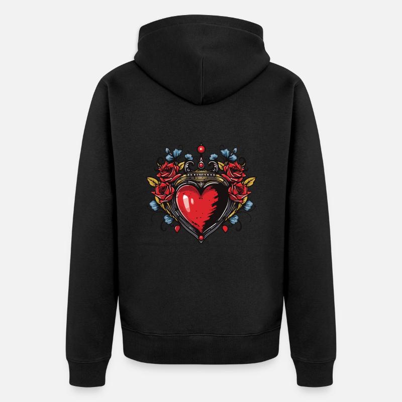Coeur Symbole Amour - Veste à capuche bio Premium Unisexe - noir