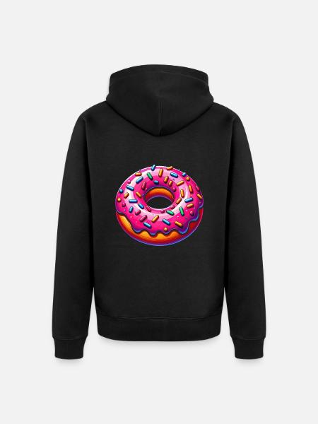 Lebendiger Donut-Genuss - Unisex Premium Bio Zip Hoodie - Schwarz