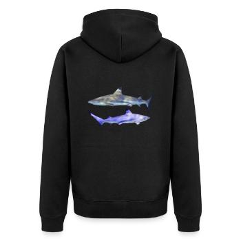 2 requins, petite paire de requins à pointe noire, naturel - Veste à capuche bio Premium Unisexe - noir - Dos - Nico (187cm)