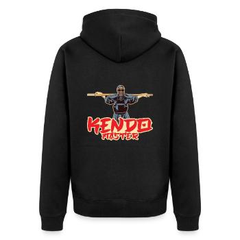 Kendo - Unisex Premium Organic Zip Hoodie - black - Back - Nico (187cm)